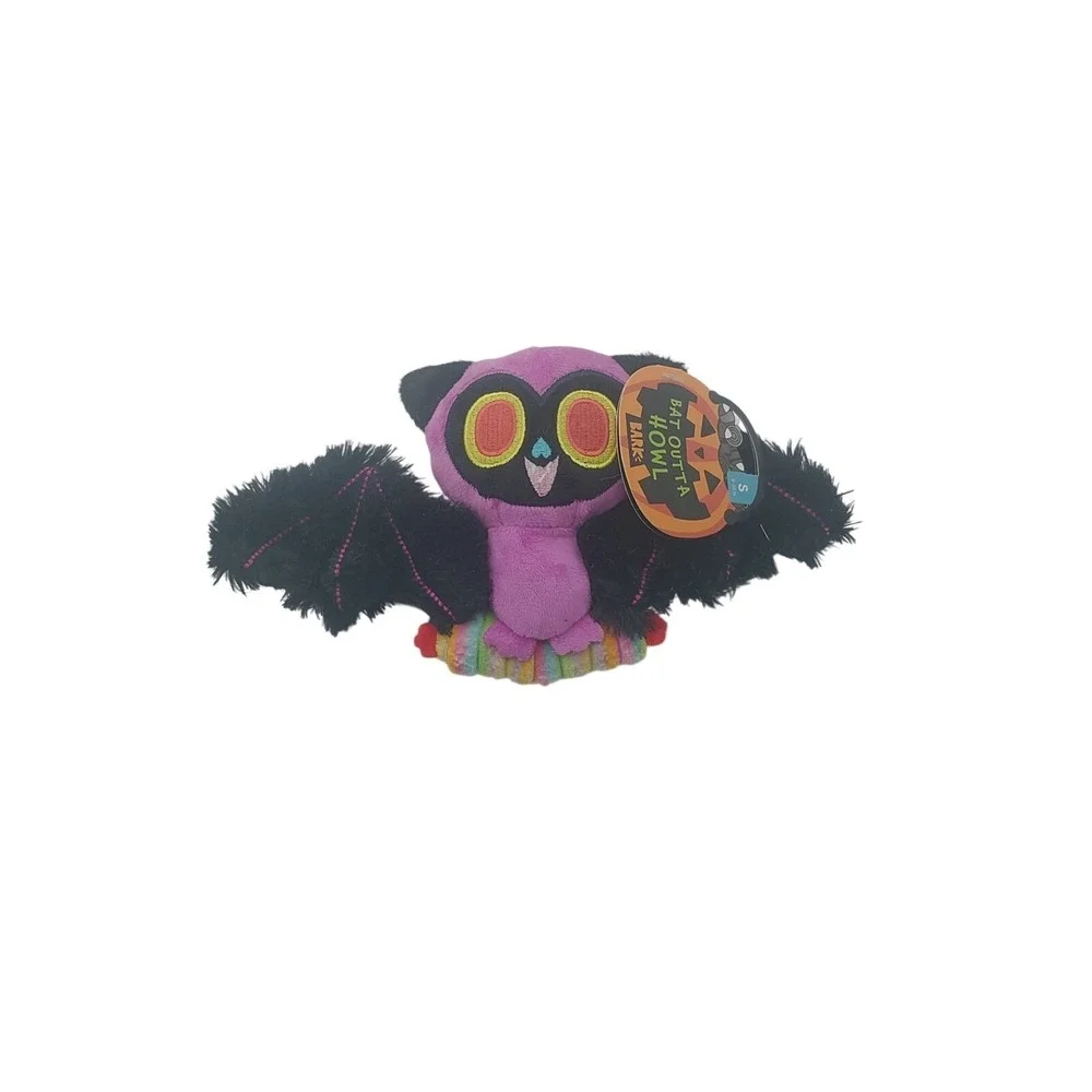 BarkBox Bat Outta Howl Halloween Plush Squeaky Dog Toy Purple Black Small NEW
